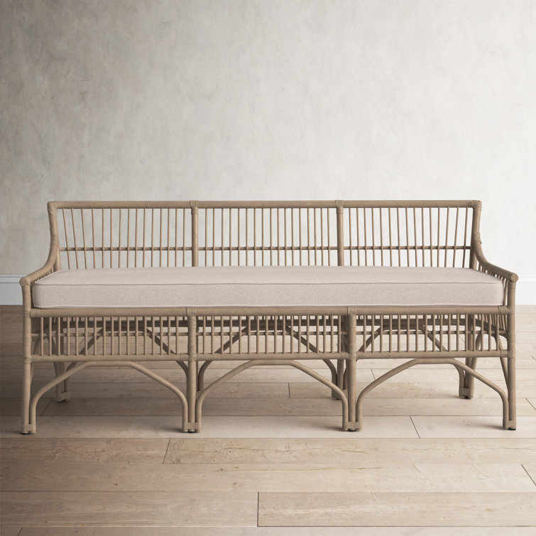 Curved discount wicker bench